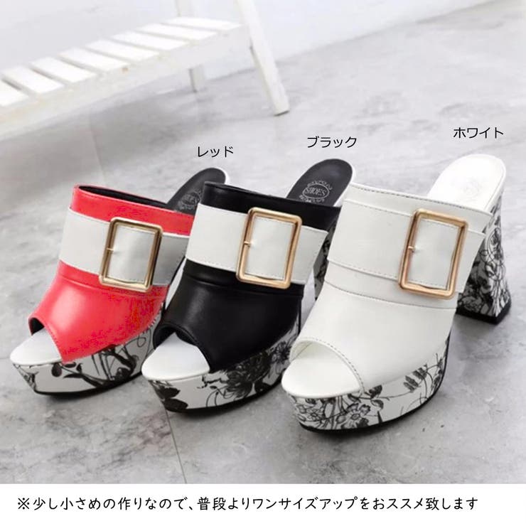厚底 ミュールサンダル チャンキーヒール[品番：II000007226