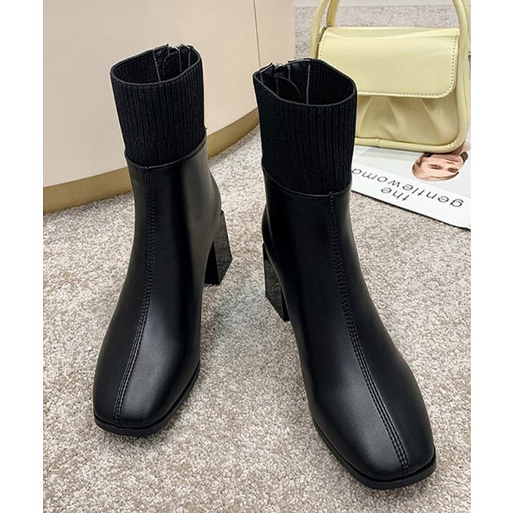ショートブーツ 美脚 リブ切り替えブーツ | Miniministore | 詳細画像12 