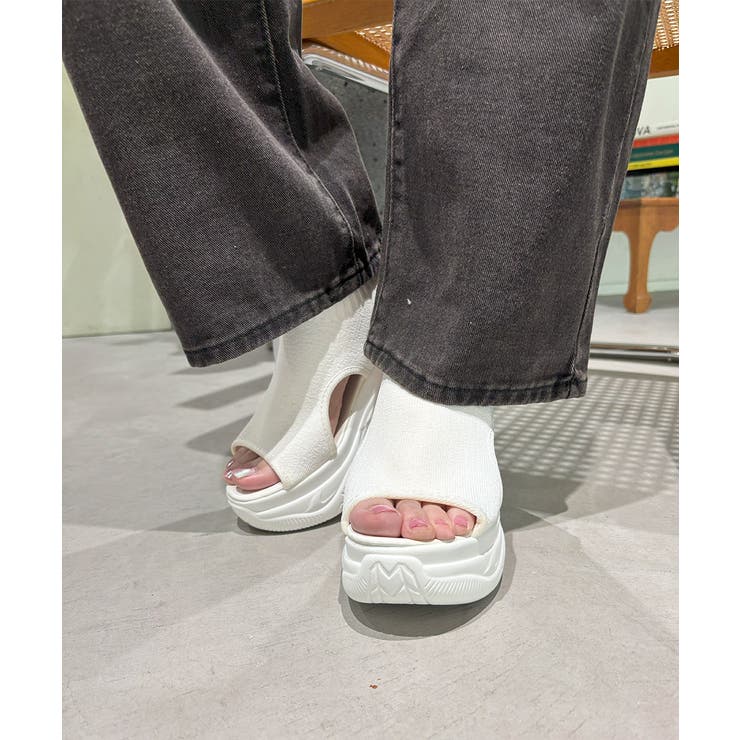 厚底ニットサンダル スポーツサンダル軽量[品番：II000011638