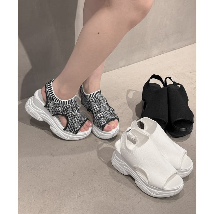 厚底ニットサンダル スポーツサンダル軽量[品番：II000011638
