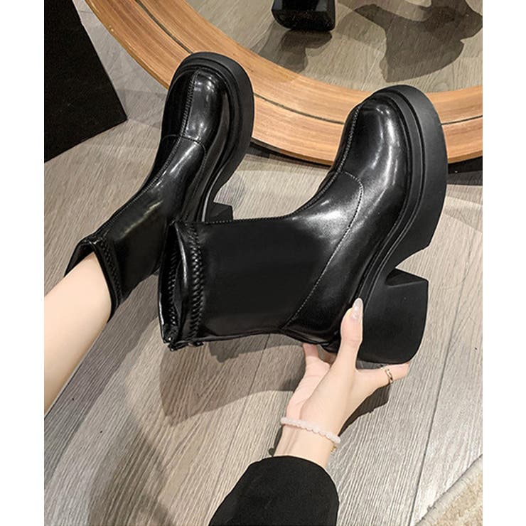 PUレザーショートブーツ バックジッパー | Miniministore | 詳細画像5 