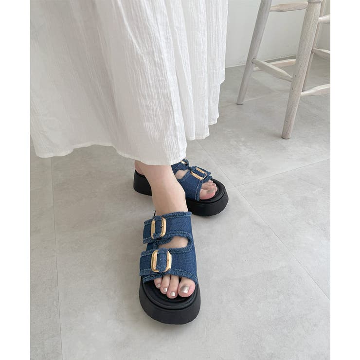 ダブルバックルサンダルデニム厚底サンダル | Miniministore | 詳細画像13 