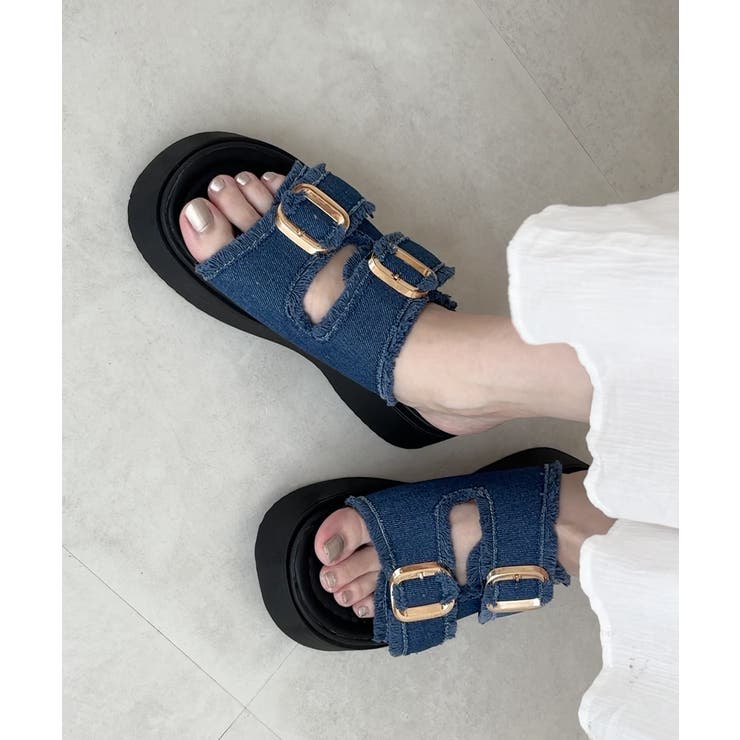 ダブルバックルサンダルデニム厚底サンダル | Miniministore | 詳細画像14 