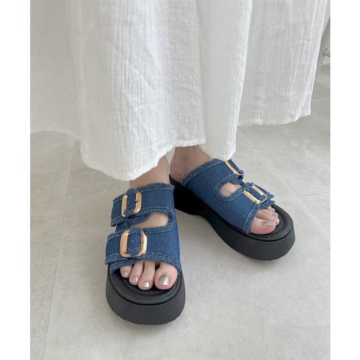 ダブルバックルサンダルデニム厚底サンダル | Miniministore | 詳細画像15 