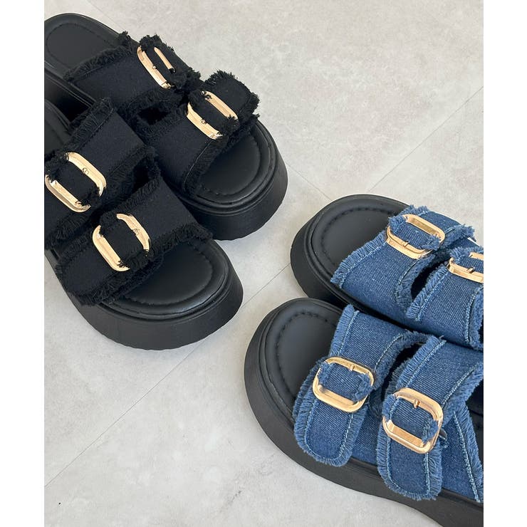 ダブルバックルサンダルデニム厚底サンダル | Miniministore | 詳細画像17 