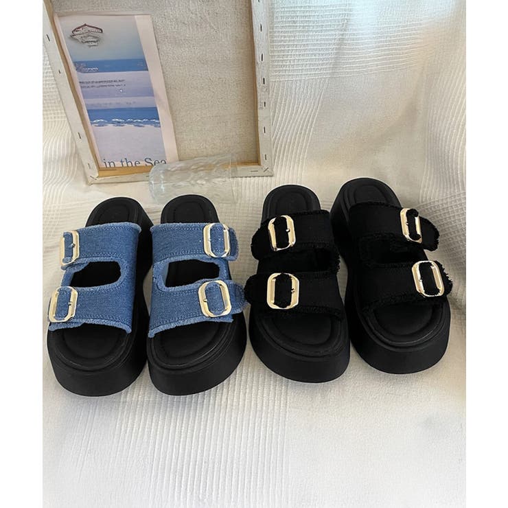 ダブルバックルサンダルデニム厚底サンダル | Miniministore | 詳細画像18 