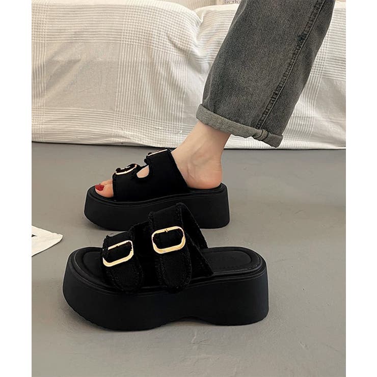 ダブルバックルサンダルデニム厚底サンダル | Miniministore | 詳細画像2 