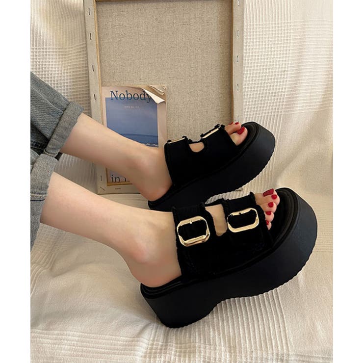 ダブルバックルサンダルデニム厚底サンダル | Miniministore | 詳細画像3 