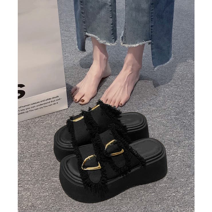 ダブルバックルサンダルデニム厚底サンダル | Miniministore | 詳細画像4 