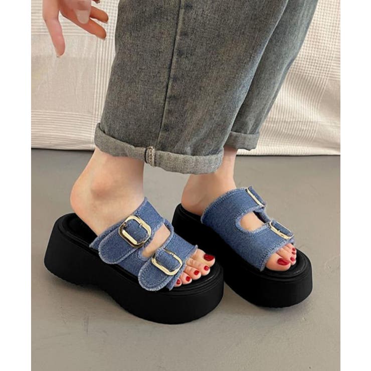 ダブルバックルサンダルデニム厚底サンダル | Miniministore | 詳細画像5 