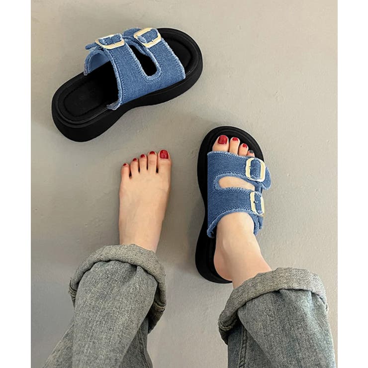 ダブルバックルサンダルデニム厚底サンダル | Miniministore | 詳細画像8 