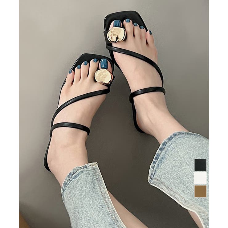 メタルサムリングトングサンダルストラップ | Miniministore | 詳細画像1 