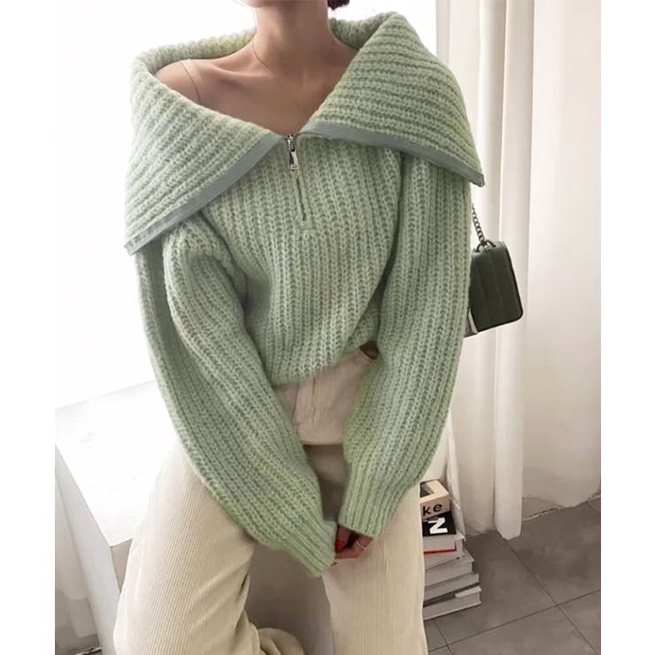 ハーフジップニットセーター ビッグカラー | Miniministore | 詳細画像11 