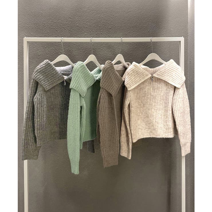 ハーフジップニットセーター ビッグカラー [品番：II000012199]｜Miniministore（ミニミニストア）のレディースファッション通販｜SHOPLIST（ショップリスト）
