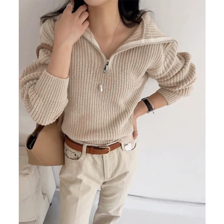 ハーフジップニットセーター ビッグカラー | Miniministore | 詳細画像3 