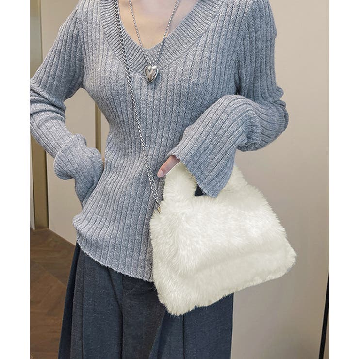 ファーショルダーバッグ パールチェーン鞄 | Miniministore | 詳細画像3 