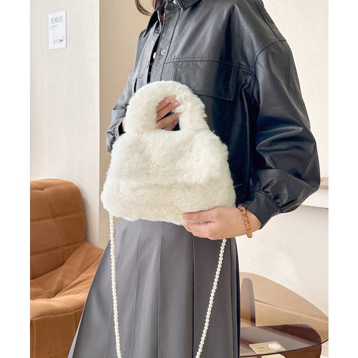 ファーショルダーバッグ パールチェーン鞄 | Miniministore | 詳細画像5 