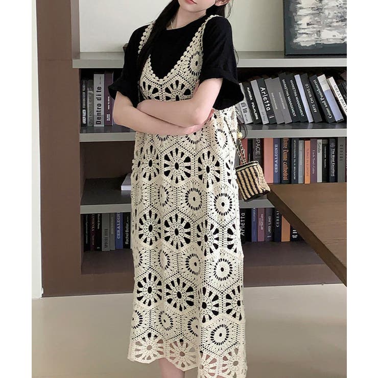 クロシェ編みキャミワンピースロングベスト | Miniministore | 詳細画像6 