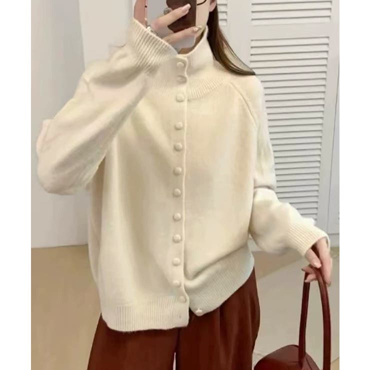 くるみボタンハイネックニットカーディガン | Miniministore | 詳細画像3 