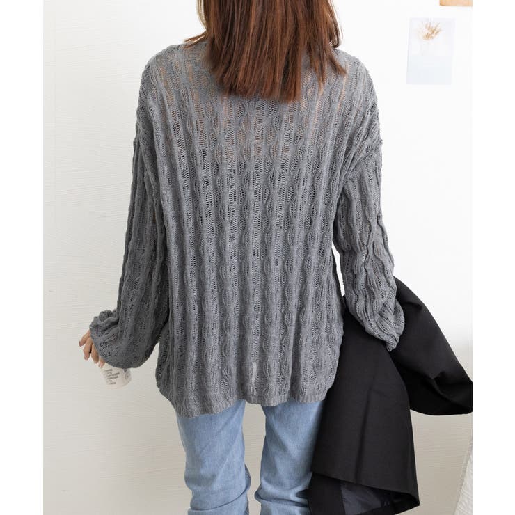 メッシュニット 透かし編みトップス 長袖 | Miniministore | 詳細画像11 