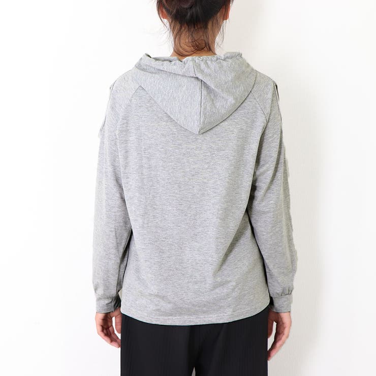 d.i.a.♡千鳥柄スカル 肩あき 背中あきパーカー 肩あき」に該当する