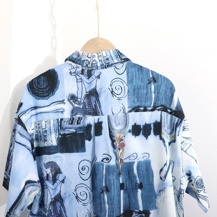 柄シャツ半袖レディース スキッパーシャツ[品番：II000006957