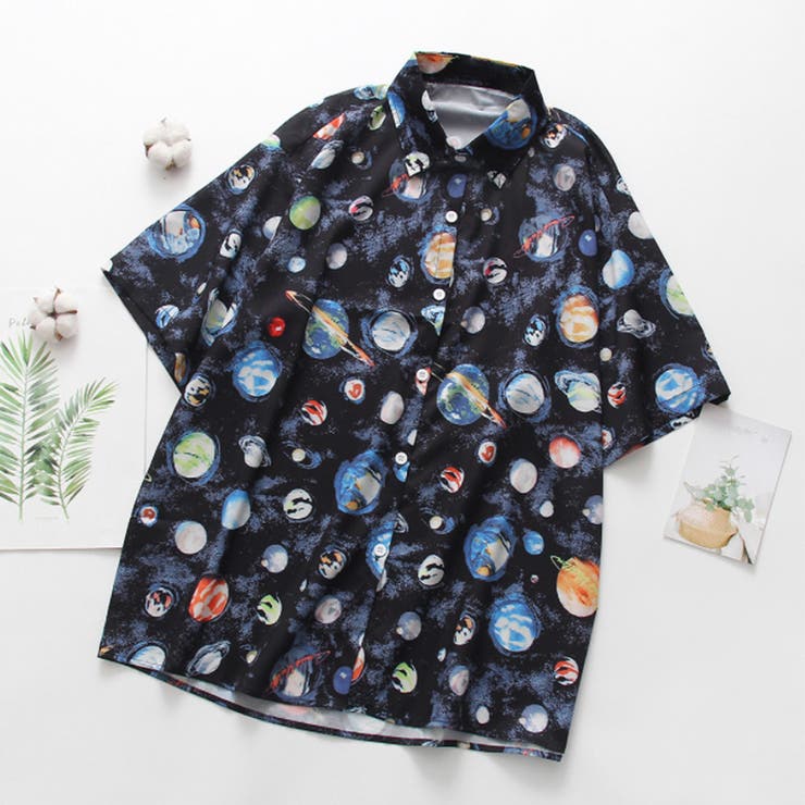 ブラウス 柄シャツ レディース 半袖 宇宙柄 品番 Ii Miniministore ミニミニストア のレディースファッション通販 毎日送料無料 Shoplist ショップリスト