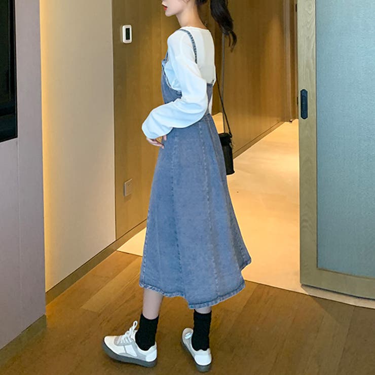 Free Size最高の品質の 韓国 スタイルナンダ デニム サロペット ワンピース ロングワンピース ワンピースfree Size 11 0 Eur Artec Fr