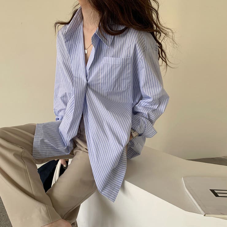 ストライプ柄 シャツ 長袖 ロングシャツ[品番：II000007454]｜Miniministore（ミニミニストア）｜レディースファッション ...