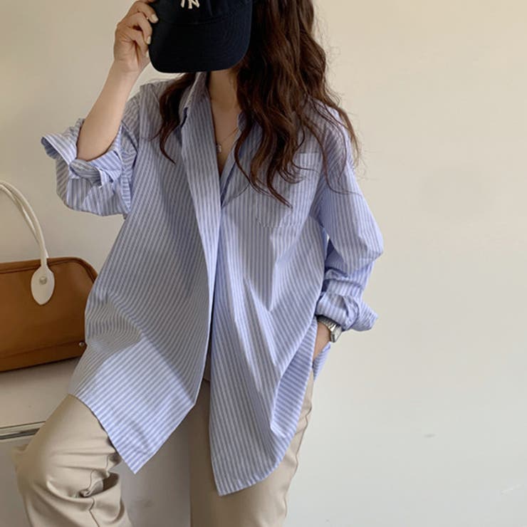 ストライプ柄 シャツ 長袖 ロングシャツ[品番：II000007454]｜Miniministore（ミニミニストア）｜レディースファッション ...