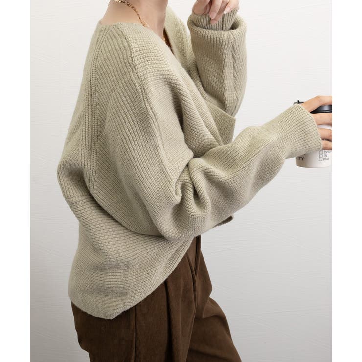 ⛎ふわふわカシュクール ニットトップス　モカ■レディース　韓国ファッション カシュクール ニットトップス レディース | Soschon