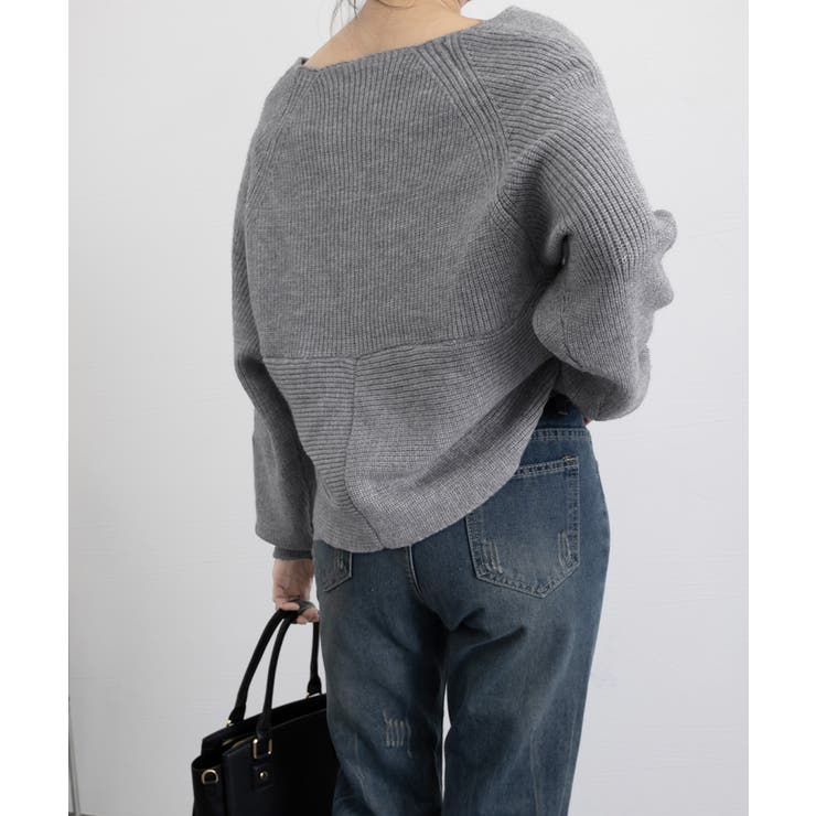 ⛎ふわふわカシュクール ニットトップス　モカ■レディース　韓国ファッション カシュクール ニットトップス レディース | Soschon