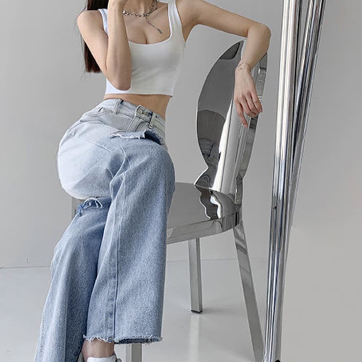 ダメージ デニムパンツ ハイウエスト韓国 | Miniministore | 詳細画像12 