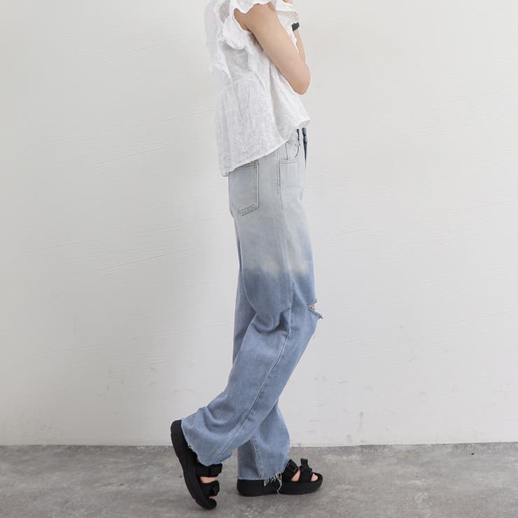 ダメージ デニムパンツ ハイウエスト韓国 | Miniministore | 詳細画像16 