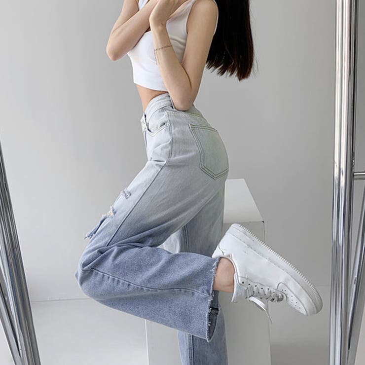 ダメージ デニムパンツ ハイウエスト韓国 | Miniministore | 詳細画像5 