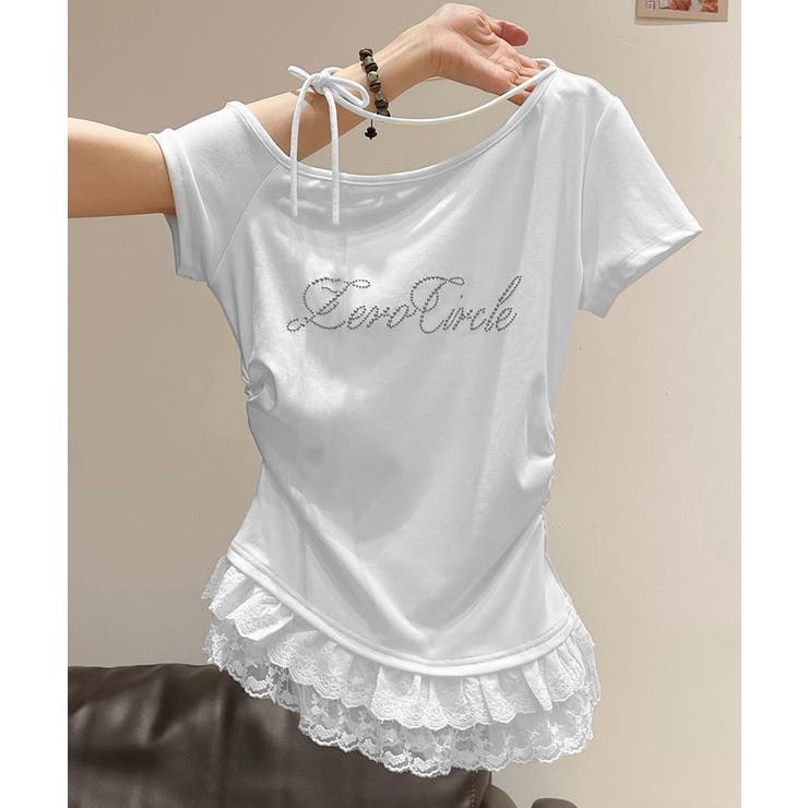 オフショルTロゴtシャツ肩リボントップス | Miniministore | 詳細画像21 