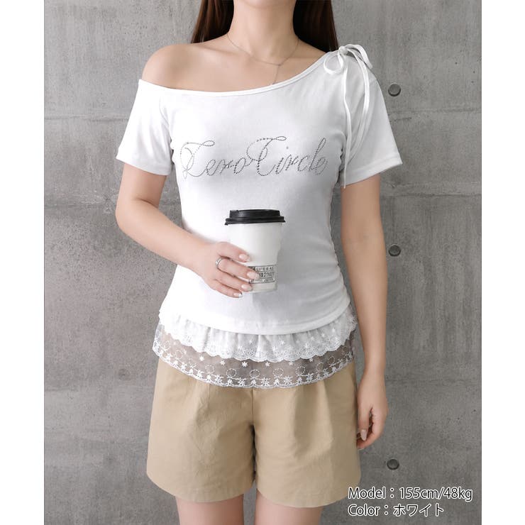 オフショルTロゴtシャツ肩リボントップス | Miniministore | 詳細画像23 