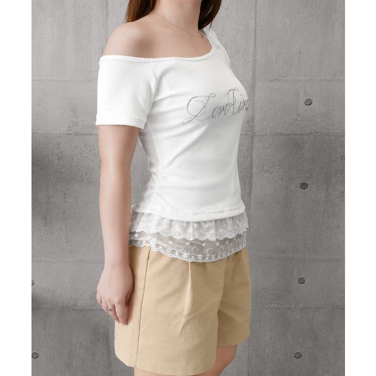 オフショルTロゴtシャツ肩リボントップス | Miniministore | 詳細画像24 
