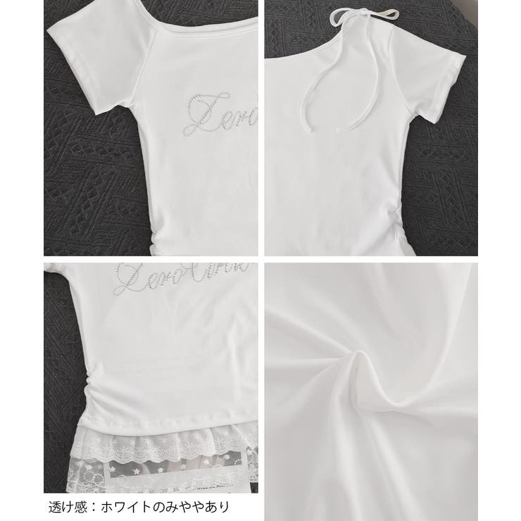 オフショルTロゴtシャツ肩リボントップス | Miniministore | 詳細画像28 