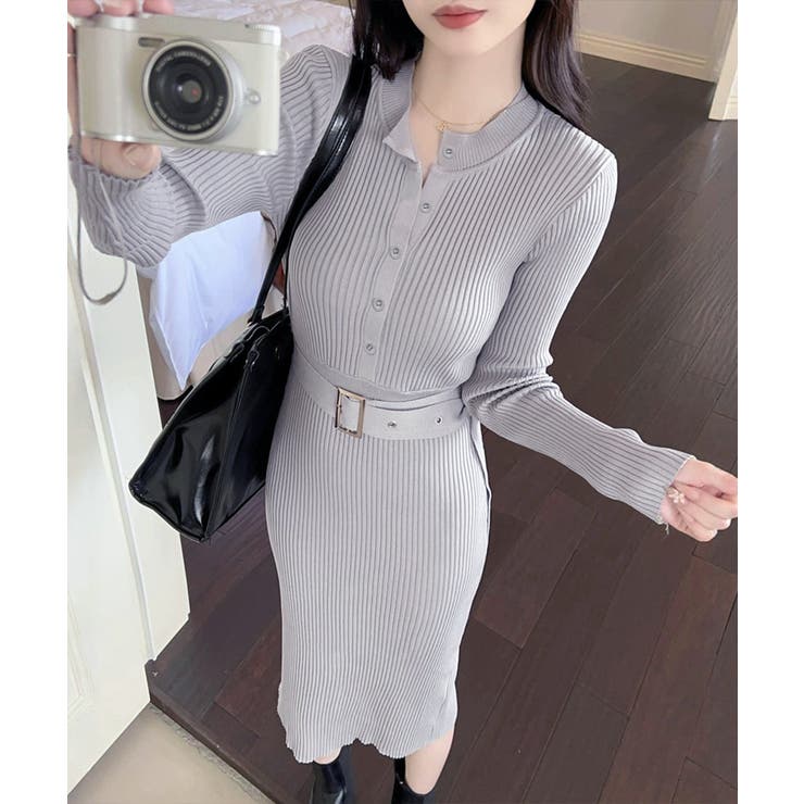 リブニットタイトワンピースウエストベルト | Miniministore | 詳細画像16 