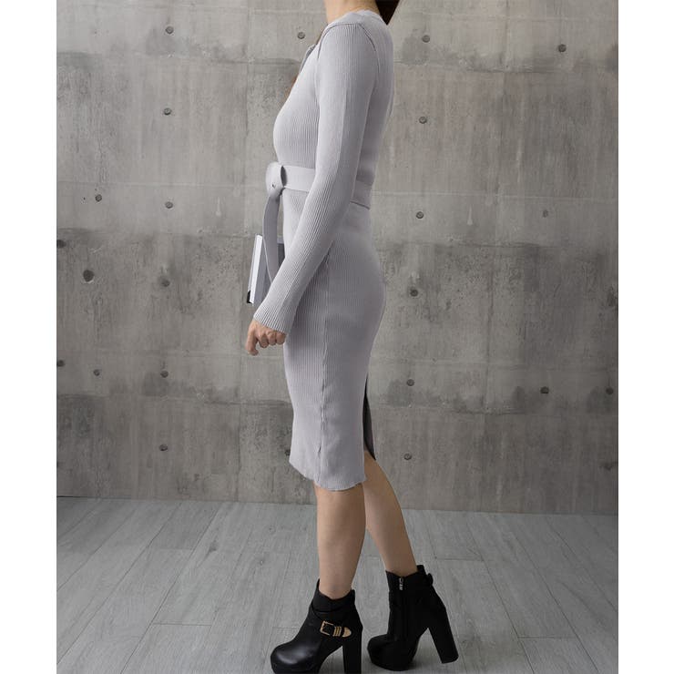 リブニットタイトワンピースウエストベルト | Miniministore | 詳細画像21 