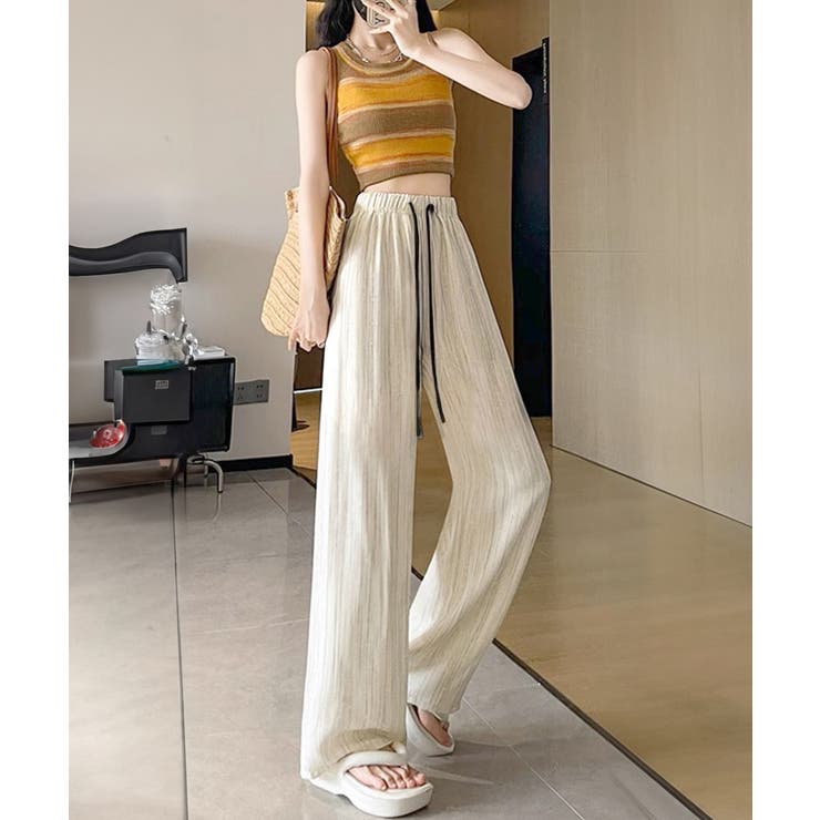 水墨風ワイドパンツ 薄手ドレープパンツ夏 | Miniministore | 詳細画像14 