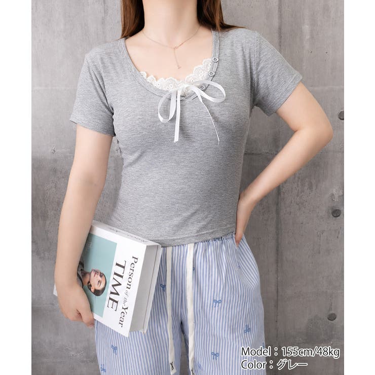 レースレイヤードテレコTシャツ着やせ夏服 | Miniministore | 詳細画像13 