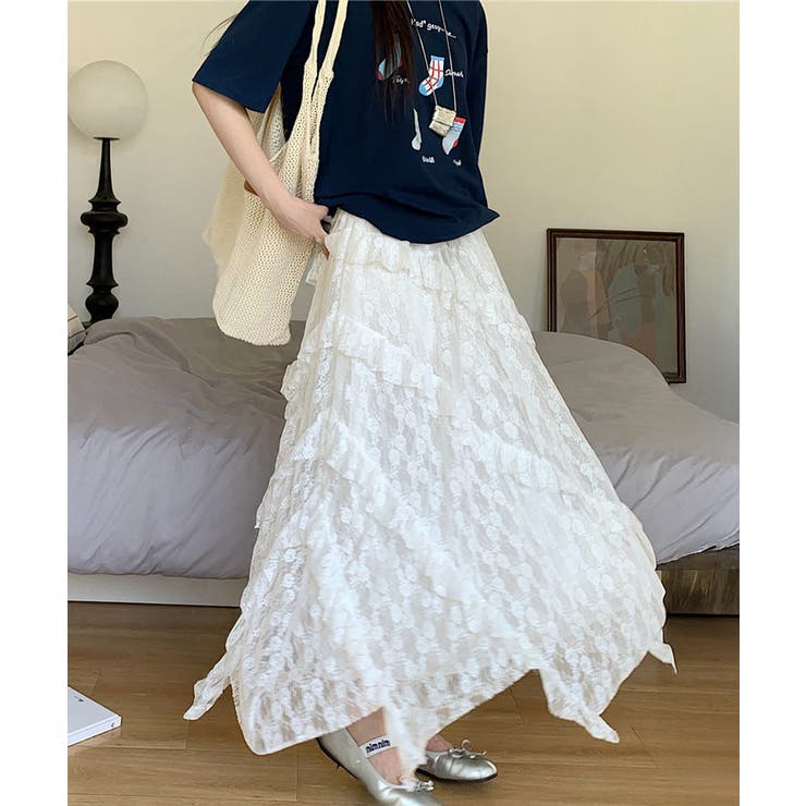 ティアードロングスカート白レーススカート | Miniministore | 詳細画像12 