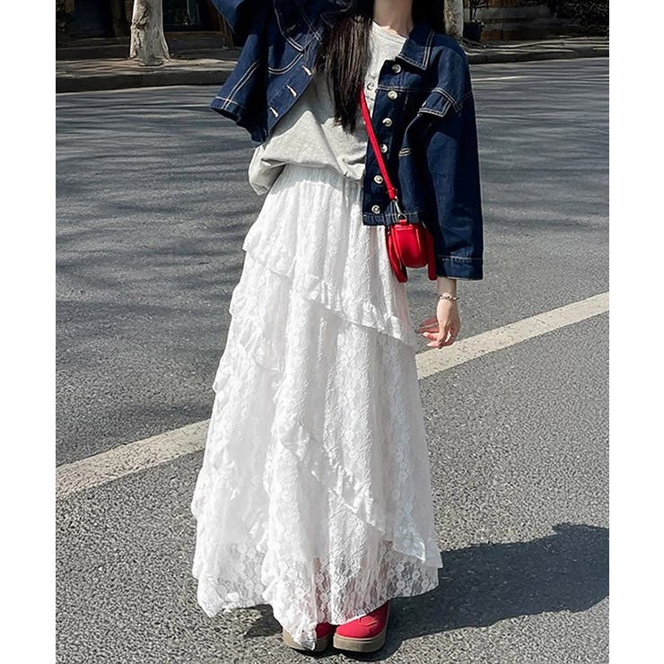 ティアードロングスカート白レーススカート | Miniministore | 詳細画像2 