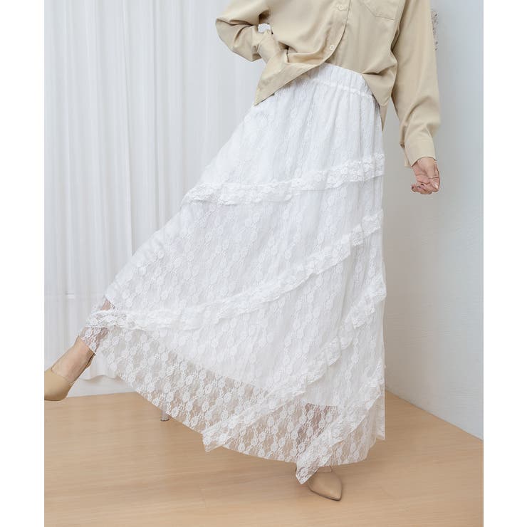 ティアードロングスカート白レーススカート | Miniministore | 詳細画像26 
