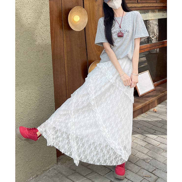 ティアードロングスカート白レーススカート | Miniministore | 詳細画像6 