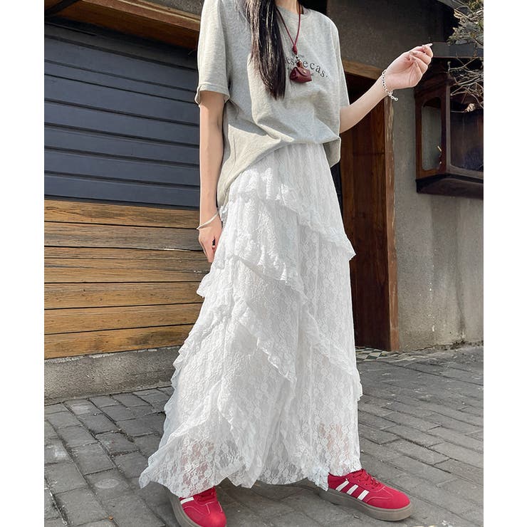 ティアードロングスカート白レーススカート | Miniministore | 詳細画像7 