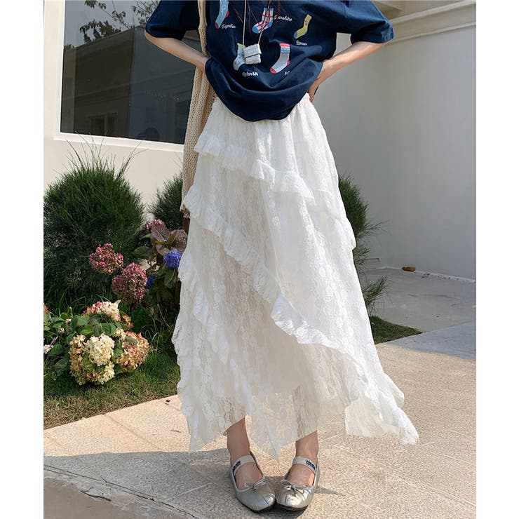 ティアードロングスカート白レーススカート | Miniministore | 詳細画像9 