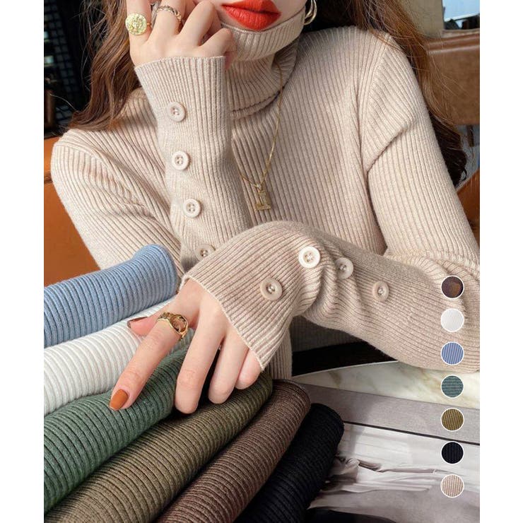 ハイネックニットトップス 長袖ニットソー | Miniministore | 詳細画像1 